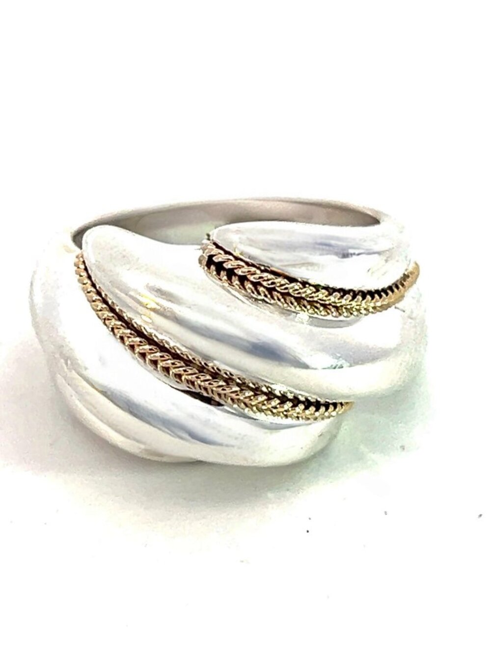 Tiffany & Co Estate Shrimp Ring Size 6.5 14k Gold + Sterling Silver TIF1002
